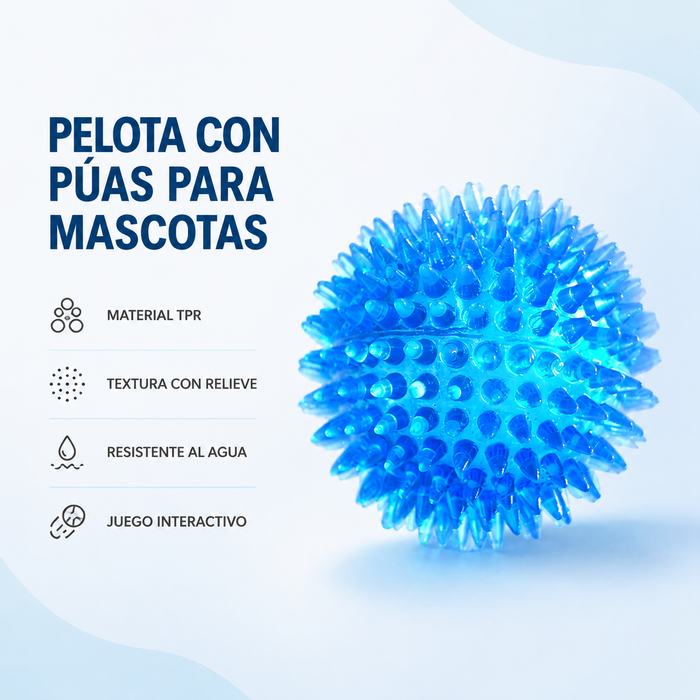 Pelota con Púas TPR para Mascotas - Limpieza Dental