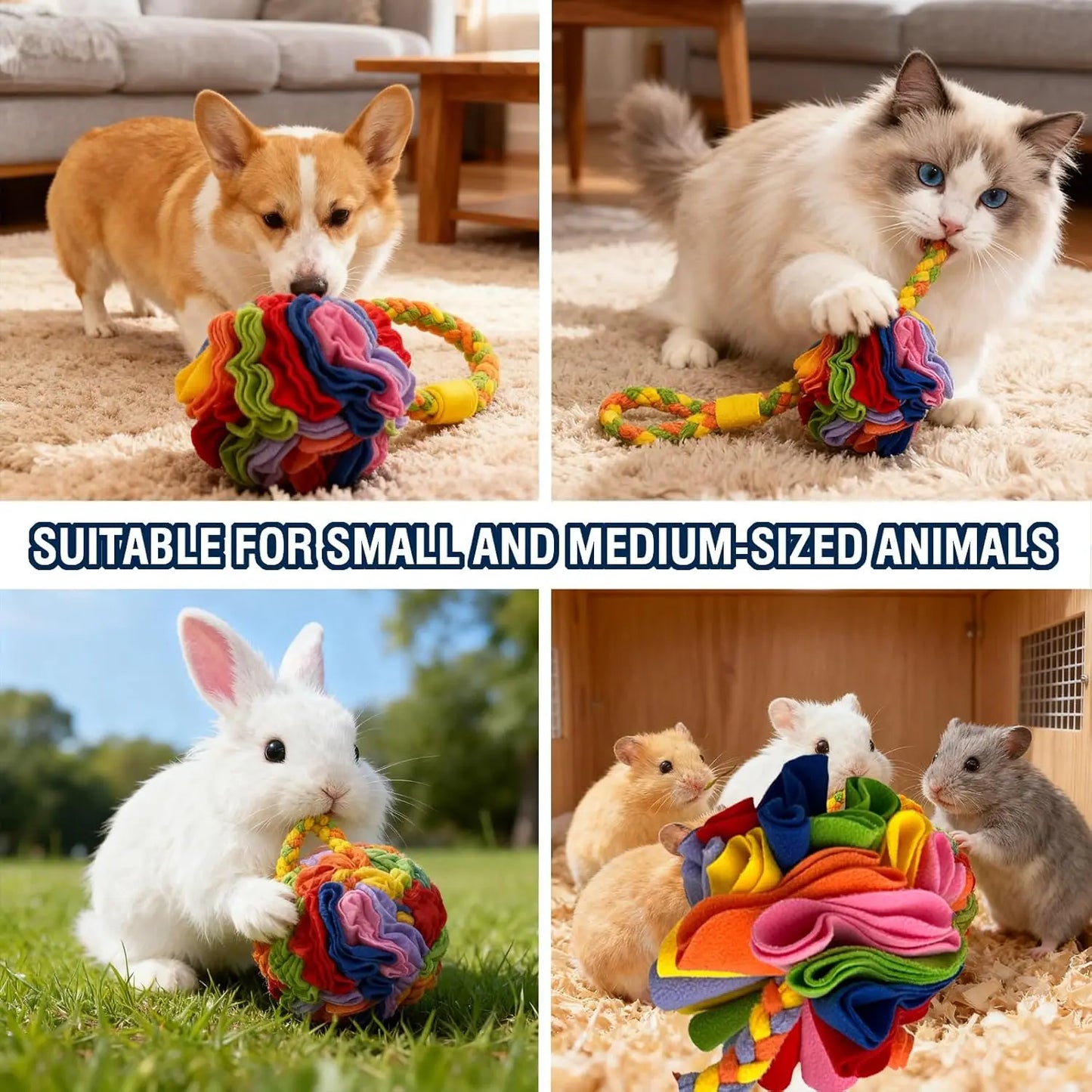 Dog Enrichment Puzzle Toy, Snuffle Ball for Hiding Treats & Slow Feeder, Mental Stimulation Chew Toy for Anxiety Relief in Puppy