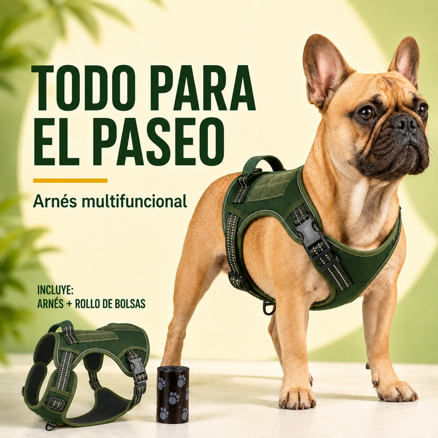 Arnés Multifuncional para Perros Pequeños y Medianos con Bolsa para Desechos