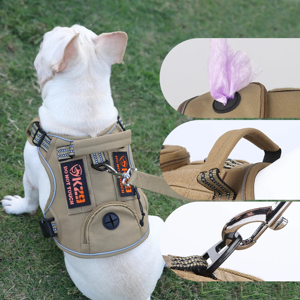 Handheld French Bulldog Pet Harness for Small Medium Dogs Multifunctional Dog Harnesses Vest with Poop Bag Mascotas Accessories