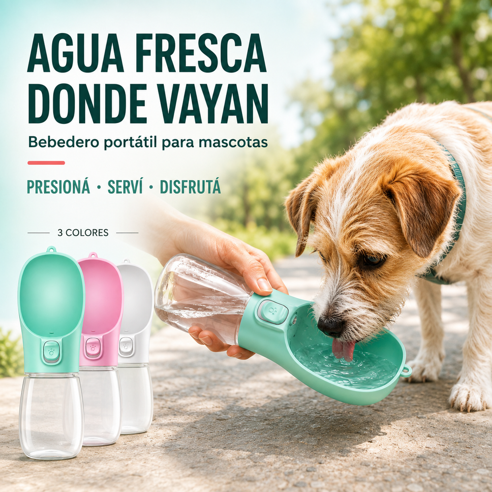 Botella de Agua portatil para tus mascotas (uso en exteriores)