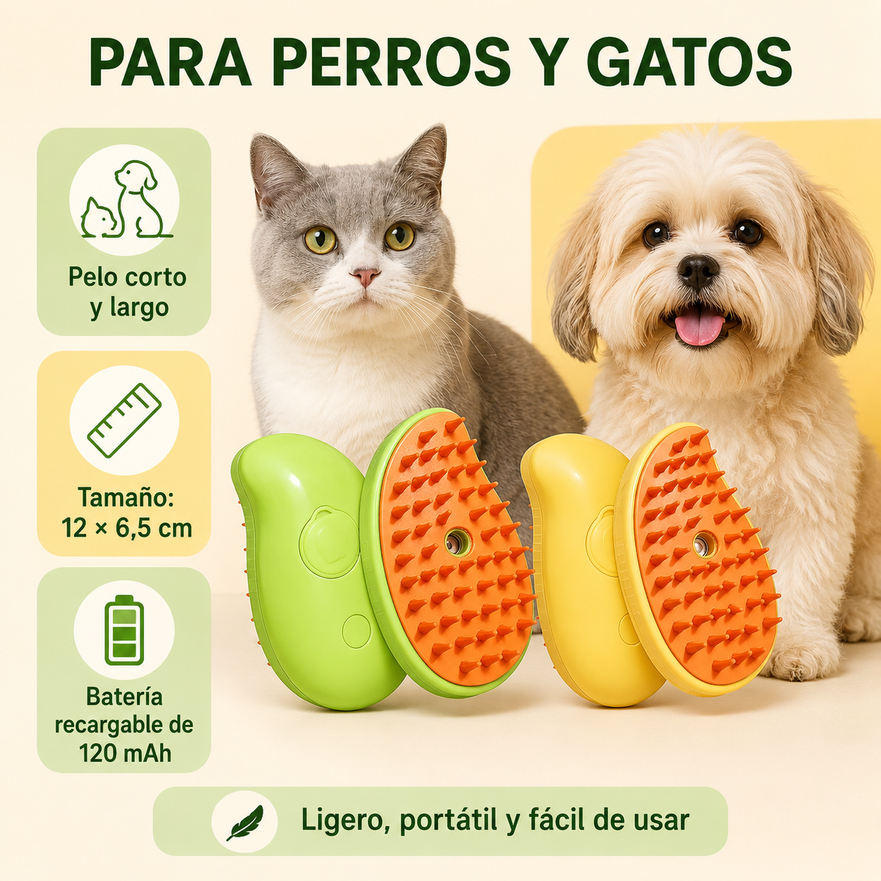 Cepillo Quitapelos con Spray para Perros y Gatos