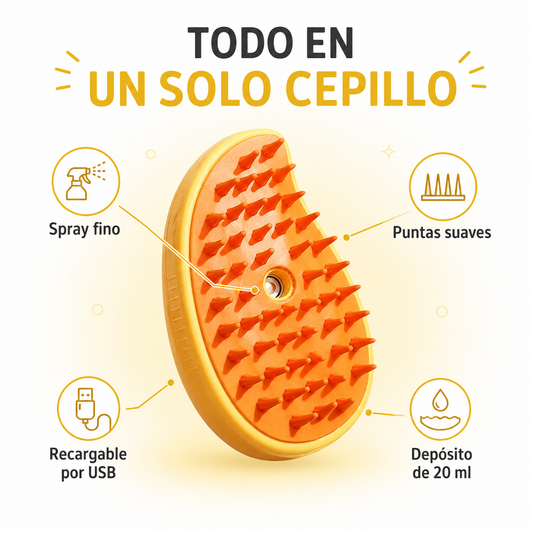 Cepillo Quitapelos con Spray para Perros y Gatos