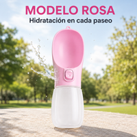 Bebedero portátil para mascotas - modelo rosa, hidratación en cada paseo