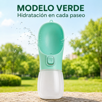 Bebedero portátil para mascotas - modelo verde, hidratación en cada paseo